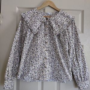 Floral Button-Up Top w/ Peter Pan Collar